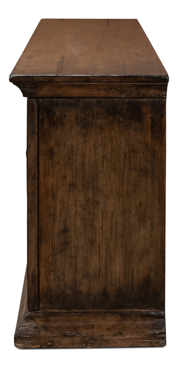 Sarreid Provincial Storage Sideboard - Elegant 6-door Design With Removable Shelves In Toasted Brown Finish Brown  52759