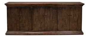 Sarreid Provincial Storage Sideboard - Elegant 6-door Design With Removable Shelves In Toasted Brown Finish Brown  52759