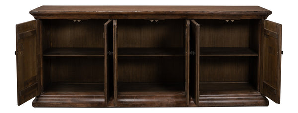 Sarreid Provincial Storage Sideboard - Elegant 6-door Design With Removable Shelves In Toasted Brown Finish Brown  52759