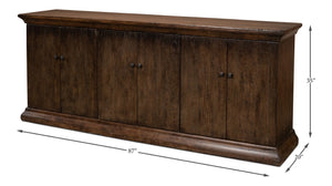 Sarreid Provincial Storage Sideboard - Elegant 6-door Design With Removable Shelves In Toasted Brown Finish Brown  52759