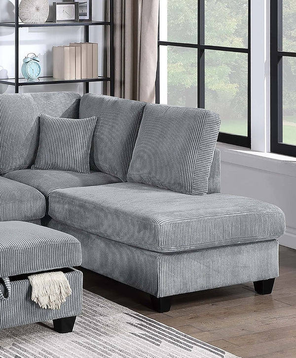 English Elm Contemporary Corduroy Sectional with Usb Charging Chaise and Lidded Storage Ottoman B011S02228