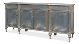 Sarreid Lilac Sideboard With Blue Finish - Stylish 4-door Storage, 4 Drawers & 3 Removable Shelves For Home Blue  52760