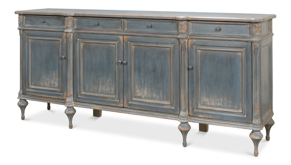 Sarreid Lilac Sideboard With Blue Finish - Stylish 4-door Storage, 4 Drawers & 3 Removable Shelves For Home Blue  52760