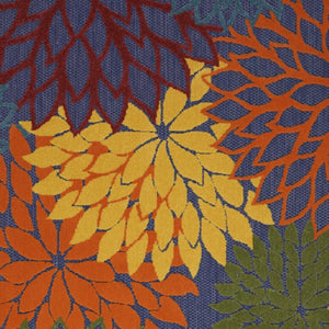 HomeRoots 5' Tropical-Inspired Blue, Yellow & Green Area Rug - Durable, Easy-Care for Indoor & Outdoor Spaces 527605