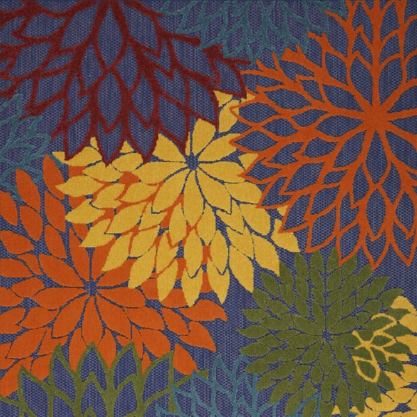HomeRoots 5' Tropical-Inspired Blue, Yellow & Green Area Rug - Durable, Easy-Care for Indoor & Outdoor Spaces 527605