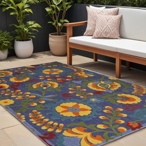 Homeroots 6' X 9' Blue Yellow And Green Indoor Outdoor Area Rug  Polypropylene 527609