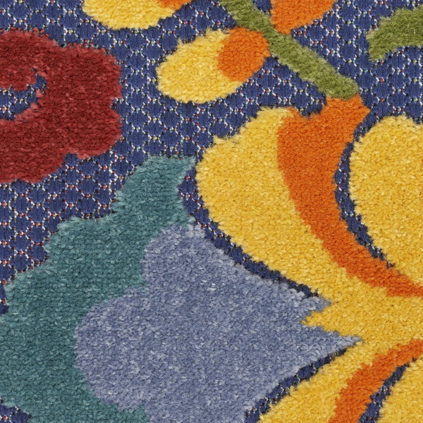 HomeRoots 6' Vibrant Blue, Yellow & Green Indoor/Outdoor Area Rug - Durable, Stylish, Perfect for High-Traffic Spaces 527609