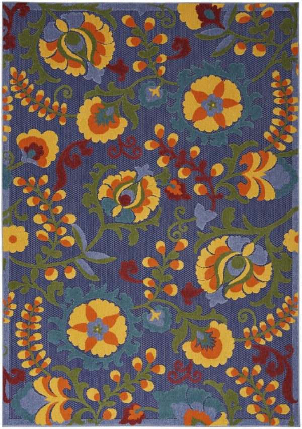 HomeRoots 6' Vibrant Blue, Yellow & Green Indoor/Outdoor Area Rug - Durable, Stylish, Perfect for High-Traffic Spaces 527609