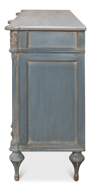 Sarreid Lilac Sideboard With Blue Finish - Stylish 4-door Storage, 4 Drawers & 3 Removable Shelves For Home Blue  52760