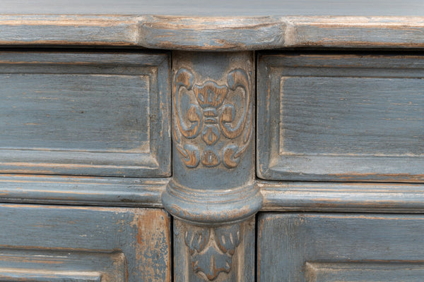 Sarreid Lilac Sideboard With Blue Finish - Stylish 4-door Storage, 4 Drawers & 3 Removable Shelves For Home Blue  52760