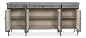 Sarreid Lilac Sideboard With Blue Finish - Stylish 4-door Storage, 4 Drawers & 3 Removable Shelves For Home Blue  52760
