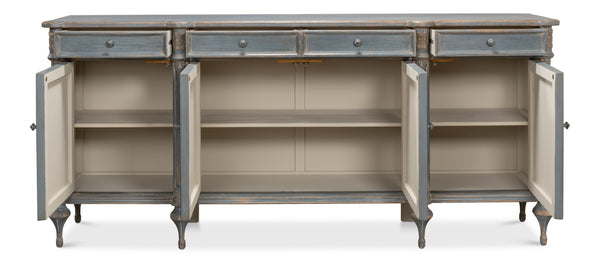 Sarreid Lilac Sideboard With Blue Finish - Stylish 4-door Storage, 4 Drawers & 3 Removable Shelves For Home Blue  52760