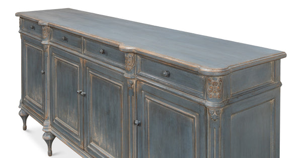 Sarreid Lilac Sideboard With Blue Finish - Stylish 4-door Storage, 4 Drawers & 3 Removable Shelves For Home Blue  52760