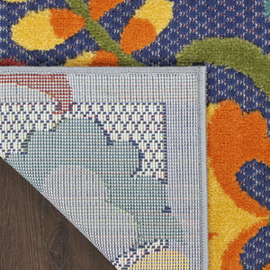 HomeRoots 5' Vibrant Blue Yellow Green Area Rug - Weather-Resistant Indoor Outdoor Floral Design for Any Space 527611