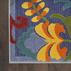 HomeRoots 5' Vibrant Blue Yellow Green Area Rug - Weather-Resistant Indoor Outdoor Floral Design for Any Space 527611