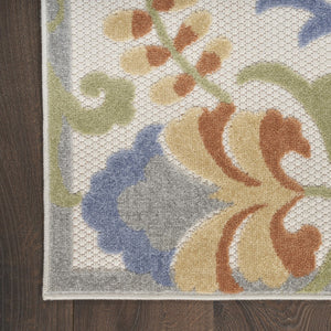 HomeRoots 6' X 9' Elegant Ivory and Blue Floral Area Rug for Indoor/Outdoor Spaces - Durable, Stylish & Easy Care 527612