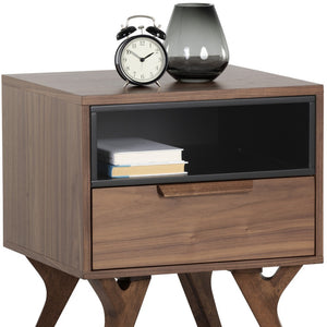 Homeroots 23" Brown Wood One Drawer Nightstand   527618