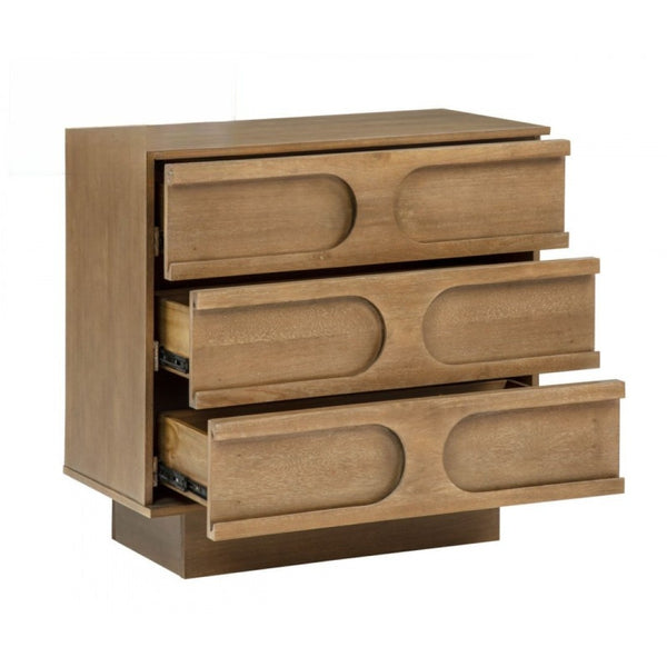 English Elm Modern Rubberwood Sideboard with Carved Oval Drawer Fronts Sand Washed Oak Finish B011P474820