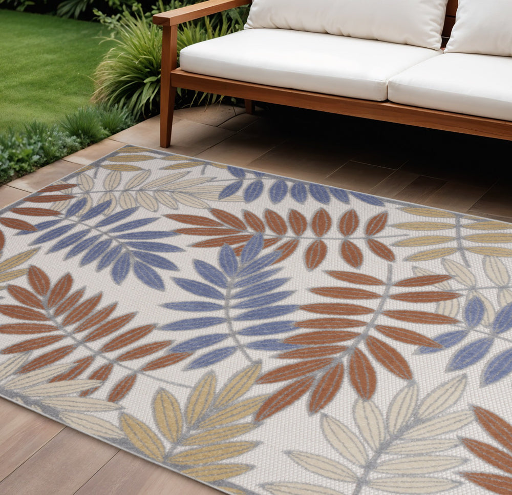 Homeroots 6' X 9' Mocha And Blue Indoor Outdoor Area Rug  Polypropylene 527619