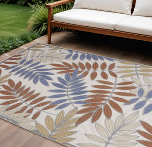 Homeroots 6' X 9' Mocha And Blue Indoor Outdoor Area Rug  Polypropylene 527619