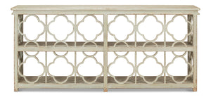 Sarreid Quatrefoil Bookshelf Console Table – Stylish Sage Finish With Reclaimed Pine For Modern Elegance Green  52761