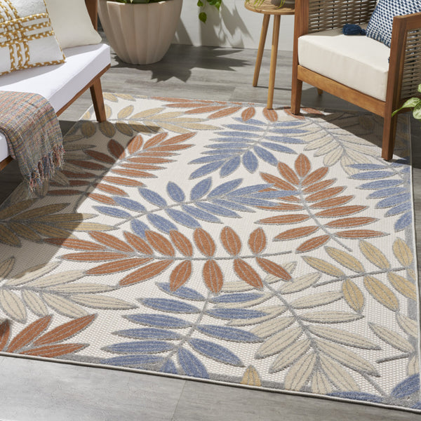 Homeroots 5' X 7' Mocha And Blue Indoor Outdoor Area Rug  Polypropylene 527621