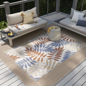 Homeroots 5' X 7' Mocha And Blue Indoor Outdoor Area Rug  Polypropylene 527621