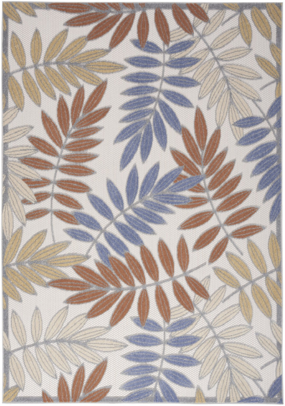 HomeRoots 5' Blue Indoor Outdoor Area Rug - Durable Floral Design, Stain-Resistant, Easy Care for Versatile Spaces 527621
