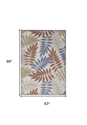 Homeroots 5' X 7' Mocha And Blue Indoor Outdoor Area Rug  Polypropylene 527621