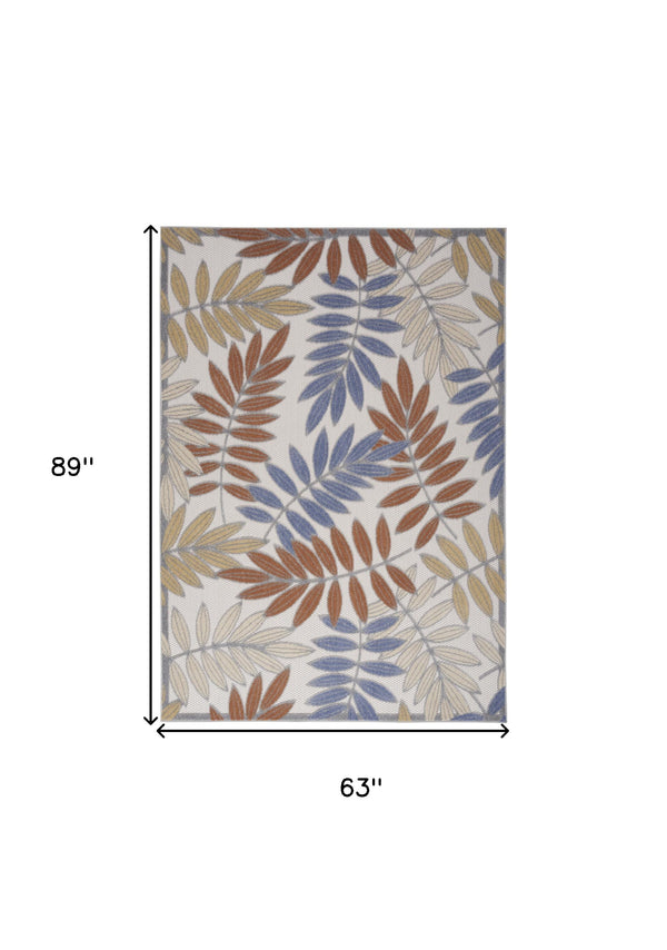 Homeroots 5' X 7' Mocha And Blue Indoor Outdoor Area Rug  Polypropylene 527621