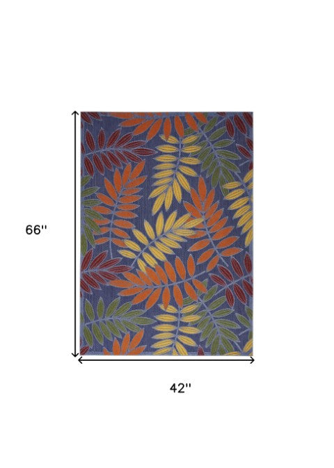 Homeroots 4' X 6' Colorful Orange, Green & Blue Indoor-outdoor Area Rug - Stylish, Durable & Easy To Clean!  Polypropylene 527622