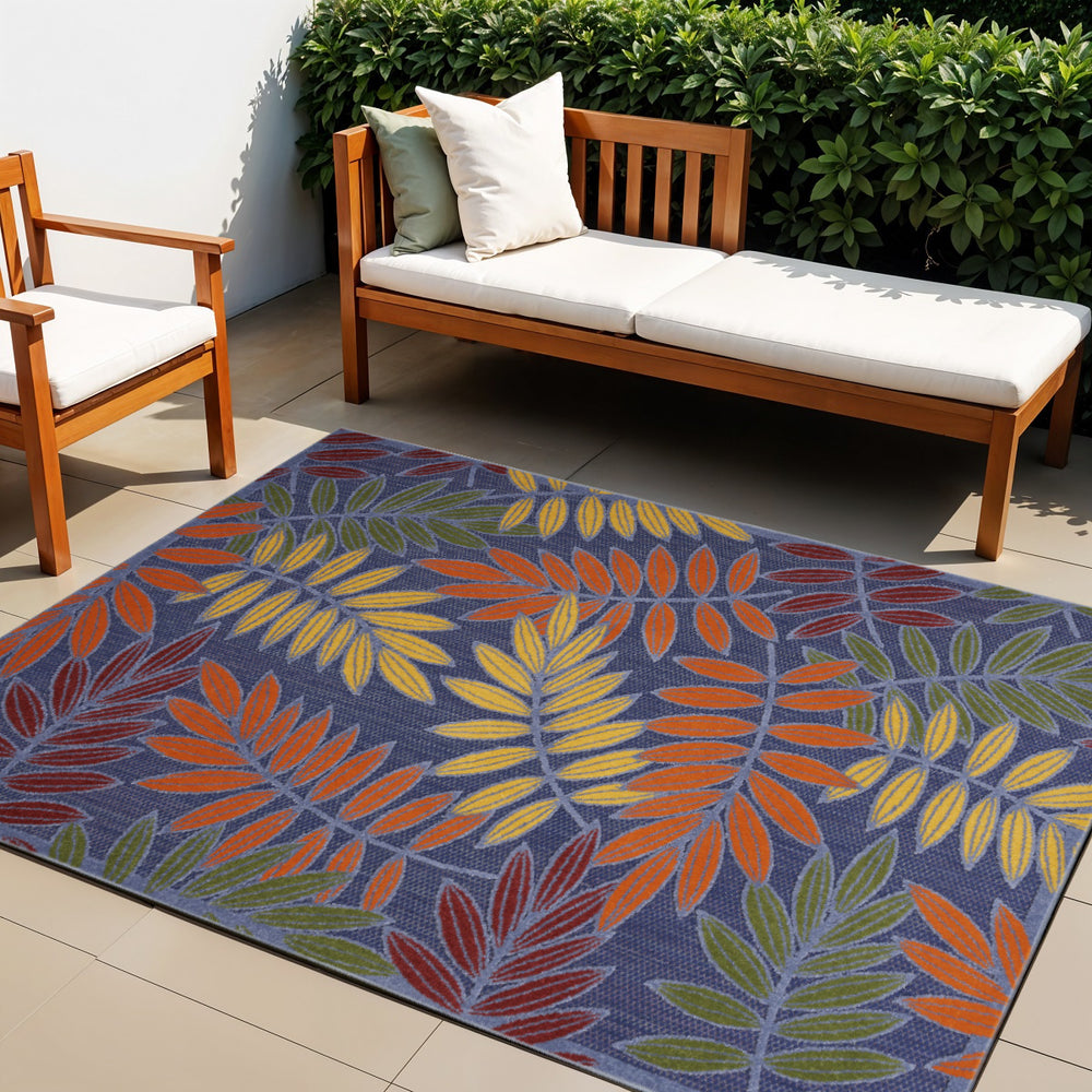 Homeroots 4' X 6' Colorful Orange, Green & Blue Indoor-outdoor Area Rug - Stylish, Durable & Easy To Clean!  Polypropylene 527622