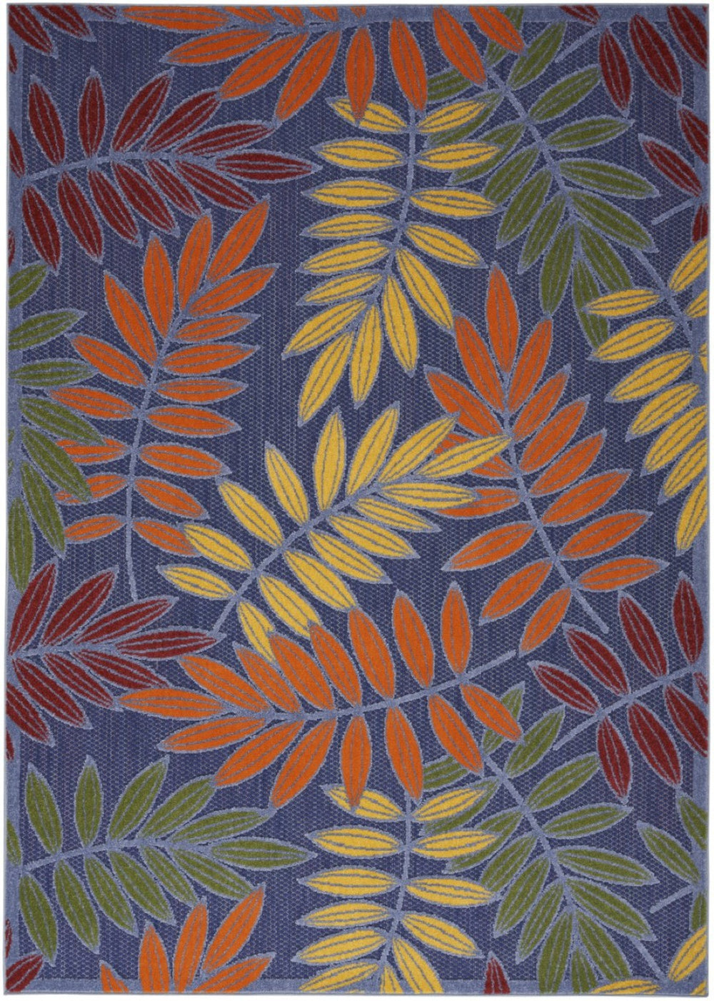 HomeRoots 6' X 9' Vibrant Floral Indoor-Outdoor Area Rug in Orange, Green & Blue - Durable, Easy Care Design 527623