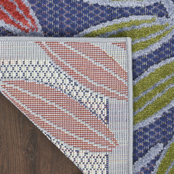 HomeRoots 5' Vibrant Orange, Green & Blue Indoor-Outdoor Area Rug | Durable, Low-Maintenance, Easy Care! 527624