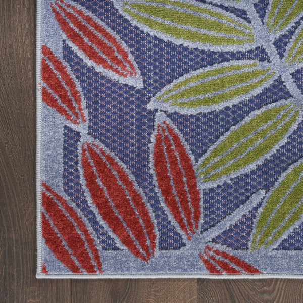 HomeRoots 5' Vibrant Orange, Green & Blue Indoor-Outdoor Area Rug | Durable, Low-Maintenance, Easy Care! 527624