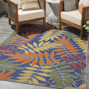 Homeroots 5' X 7' Orange Green And Blue Indoor Outdoor Area Rug  Polypropylene 527624