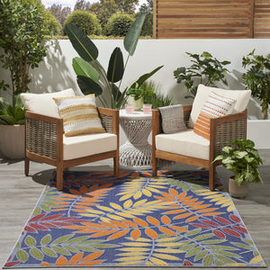 Homeroots 5' X 7' Orange Green And Blue Indoor Outdoor Area Rug  Polypropylene 527624