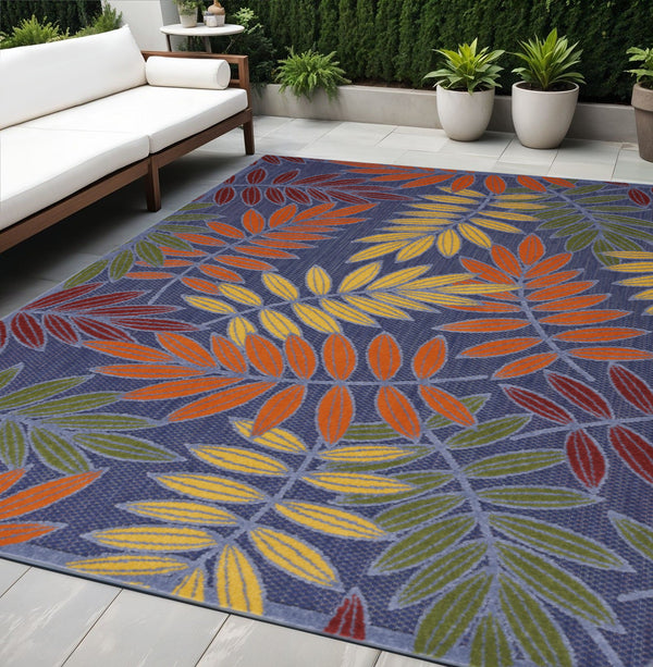Homeroots 5' X 7' Orange Green And Blue Indoor Outdoor Area Rug  Polypropylene 527624