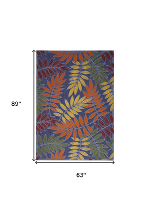 Homeroots 5' X 7' Orange Green And Blue Indoor Outdoor Area Rug  Polypropylene 527624