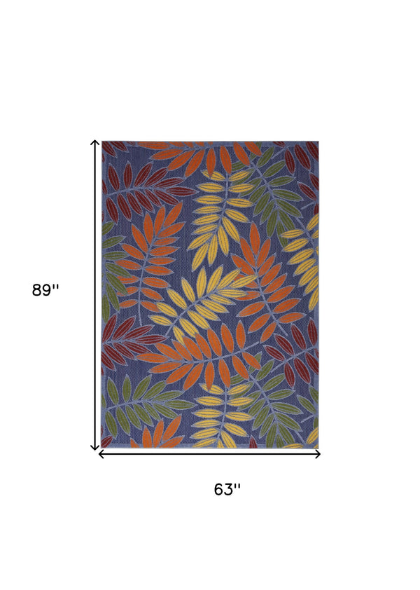 Homeroots 5' X 7' Orange Green And Blue Indoor Outdoor Area Rug  Polypropylene 527624