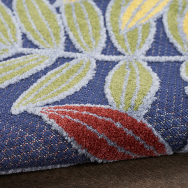 HomeRoots 5' Vibrant Orange, Green & Blue Indoor-Outdoor Area Rug | Durable, Low-Maintenance, Easy Care! 527624