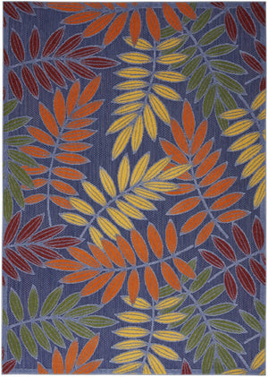 HomeRoots 5' Vibrant Orange, Green & Blue Indoor-Outdoor Area Rug | Durable, Low-Maintenance, Easy Care! 527624