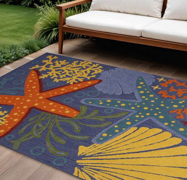 Homeroots 6' X 9' Orange Green And Blue Indoor Outdoor Area Rug  Polypropylene 527627