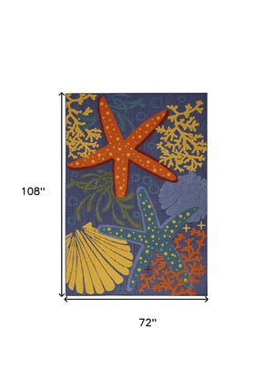 Homeroots 6' X 9' Orange Green And Blue Indoor Outdoor Area Rug  Polypropylene 527627