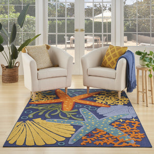 Homeroots 6' X 9' Orange Green And Blue Indoor Outdoor Area Rug  Polypropylene 527627