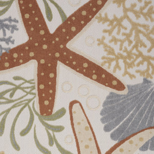 Homeroots 4' X 6' Vibrant Ivory, Orange & Blue Indoor-outdoor Area Rug - Durable, Stylish, Easy To Maintain  Polypropylene 527628