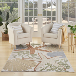 Homeroots 4' X 6' Vibrant Ivory, Orange & Blue Indoor-outdoor Area Rug - Durable, Stylish, Easy To Maintain  Polypropylene 527628