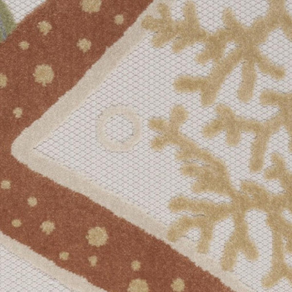 HomeRoots 6' Stylish Ivory, Orange & Blue Indoor-Outdoor Area Rug - Durable, Easy-Care & Coastal Charm! 527630