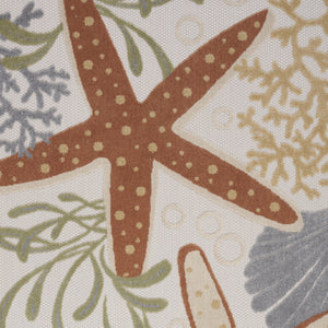 Homeroots 6' X 9' Ivory Orange And Blue Indoor Outdoor Area Rug  Polypropylene 527630