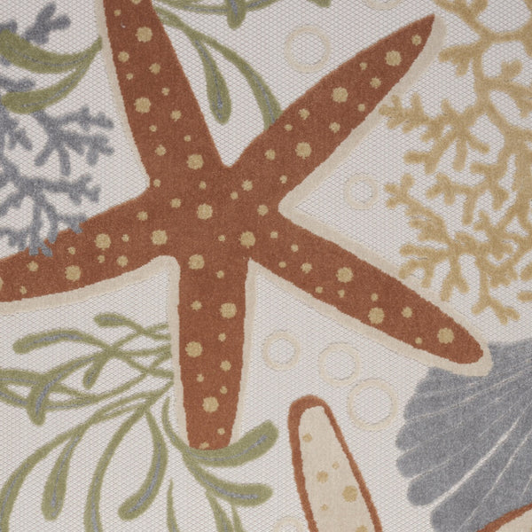 Homeroots 6' X 9' Ivory Orange And Blue Indoor Outdoor Area Rug  Polypropylene 527630